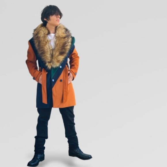 Men’s Rust | Navy | Green Double Breast Coat NWT - Picture 9 of 9